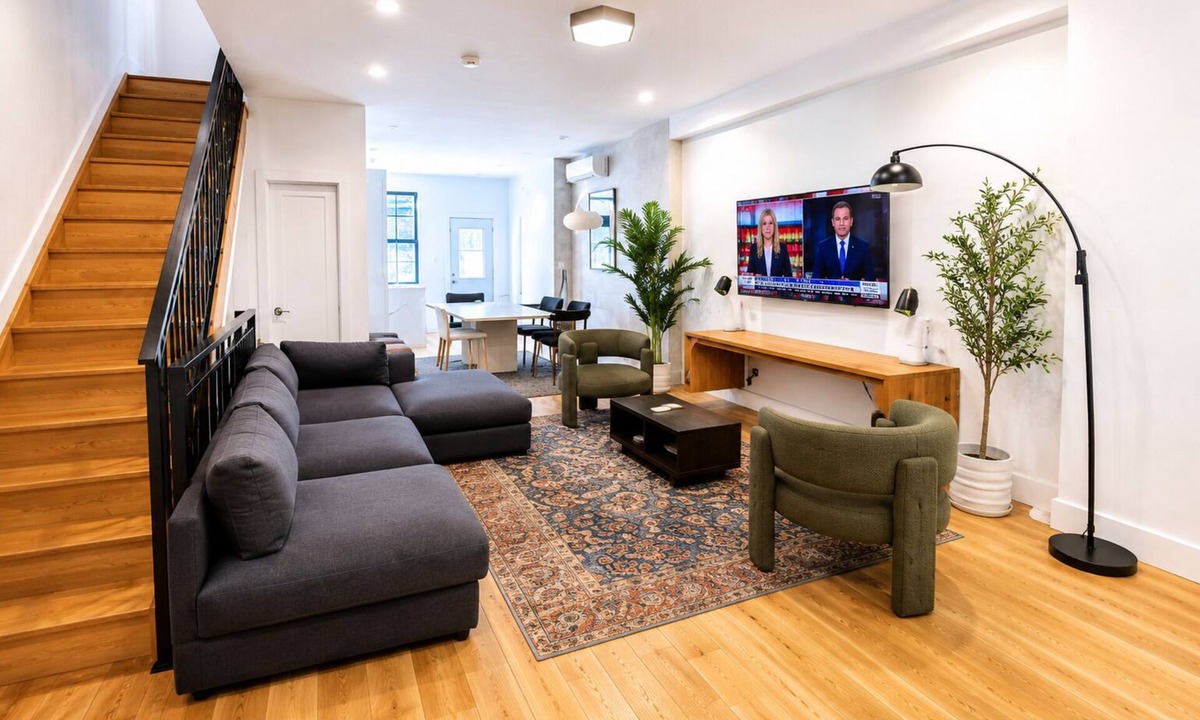 Cypress Hills House | Spacious Brooklyn Townhouse Theater Backyard Sleeps 16+
