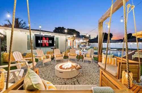 Lake Clarke Shores House | Saltwater Heated Pool, FirePit, Zen, Game Room with Outdoor Theater