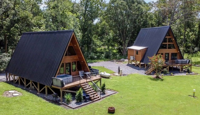 2 New A-Frames by Rip Van Winkle w/Hot Tub