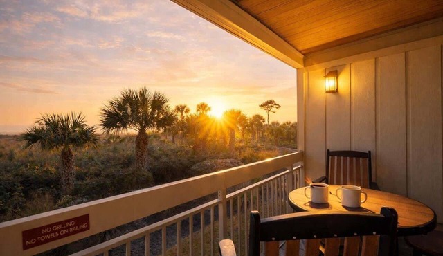 Beachfront Condo at Coligny | Pool View + Balcony