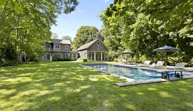 Boho-style home with a private pool, pool house, hot tub, complete.