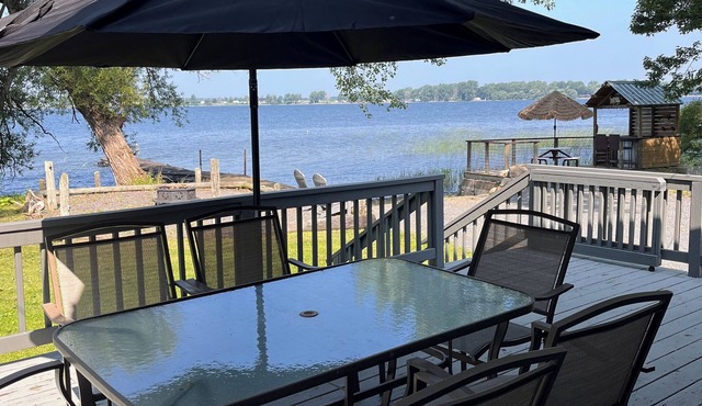 Secluded Lakefront Cabin on 1 acre lot with 200' of private shoreline with dock in Champlain