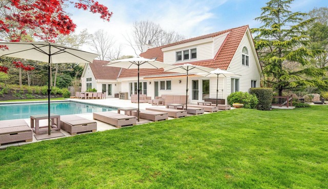 Spacious Wainscott Escape with Private Pool, Spa, and Luxurious.